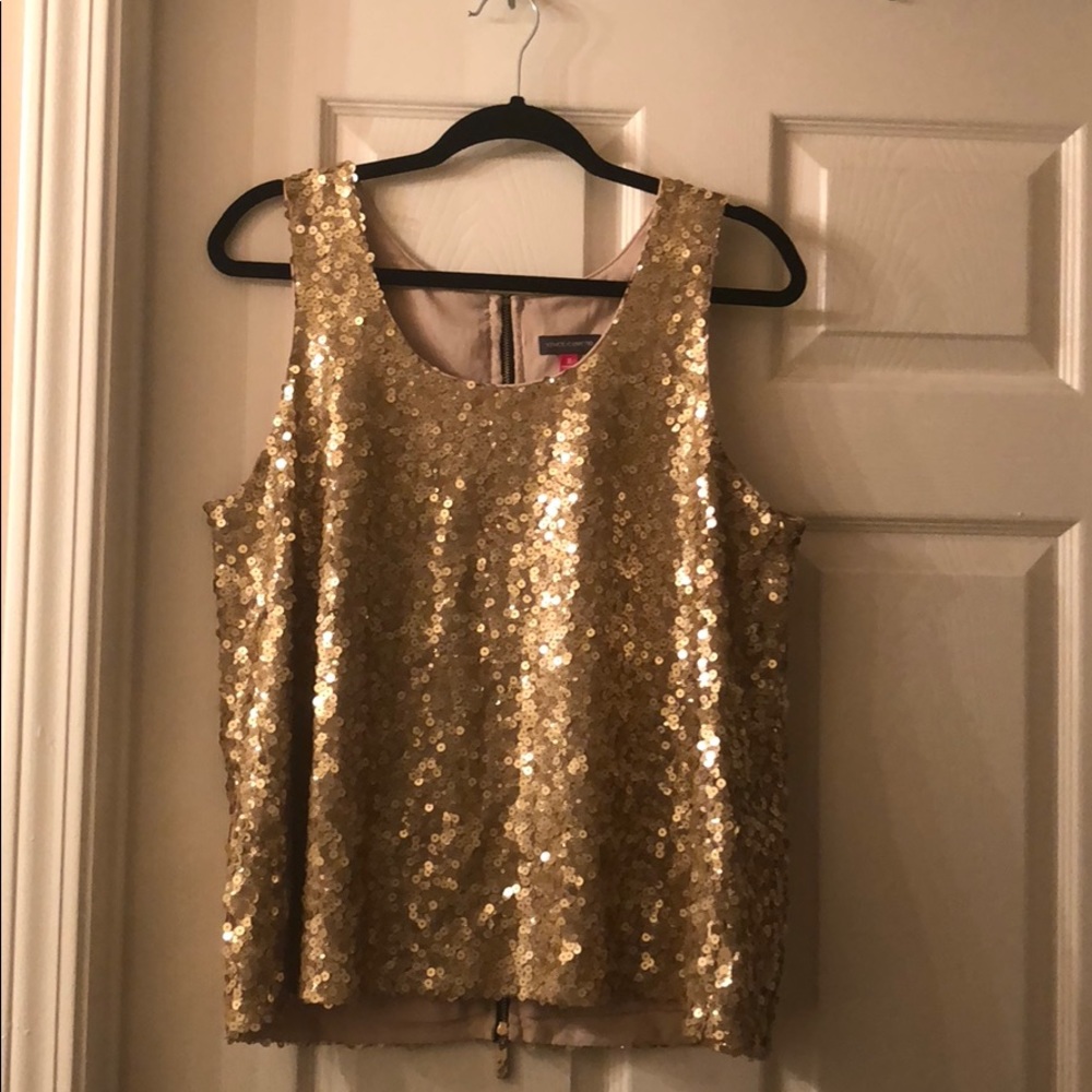 Gold sequin Vince Camino tank top